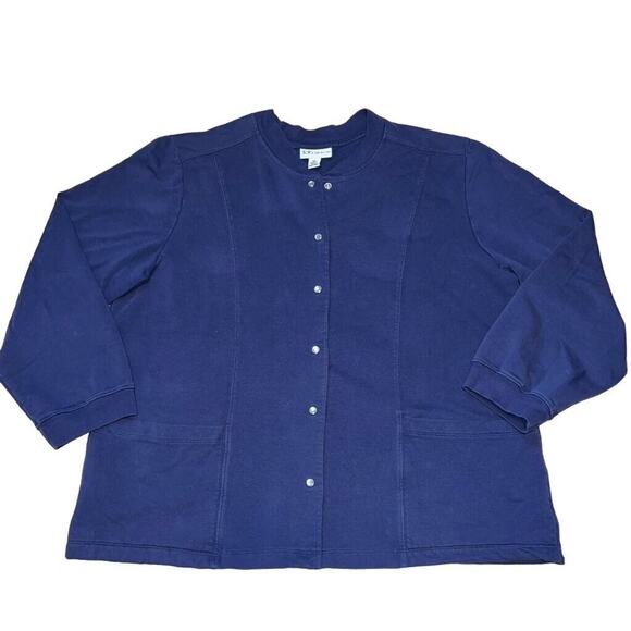 The TOG Shop Womens Button Down Casual Sweatshirt Jacket Navy Blue XL - Picture 1 of 9